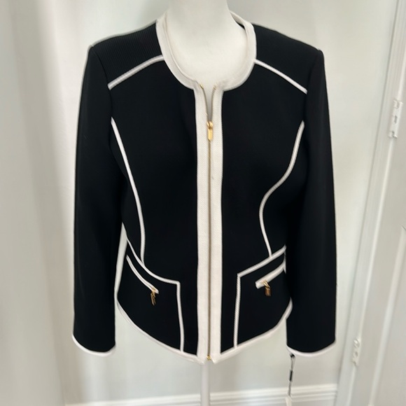 Calvin Klein zip up black-and-white jacket NWT - Picture 1 of 4